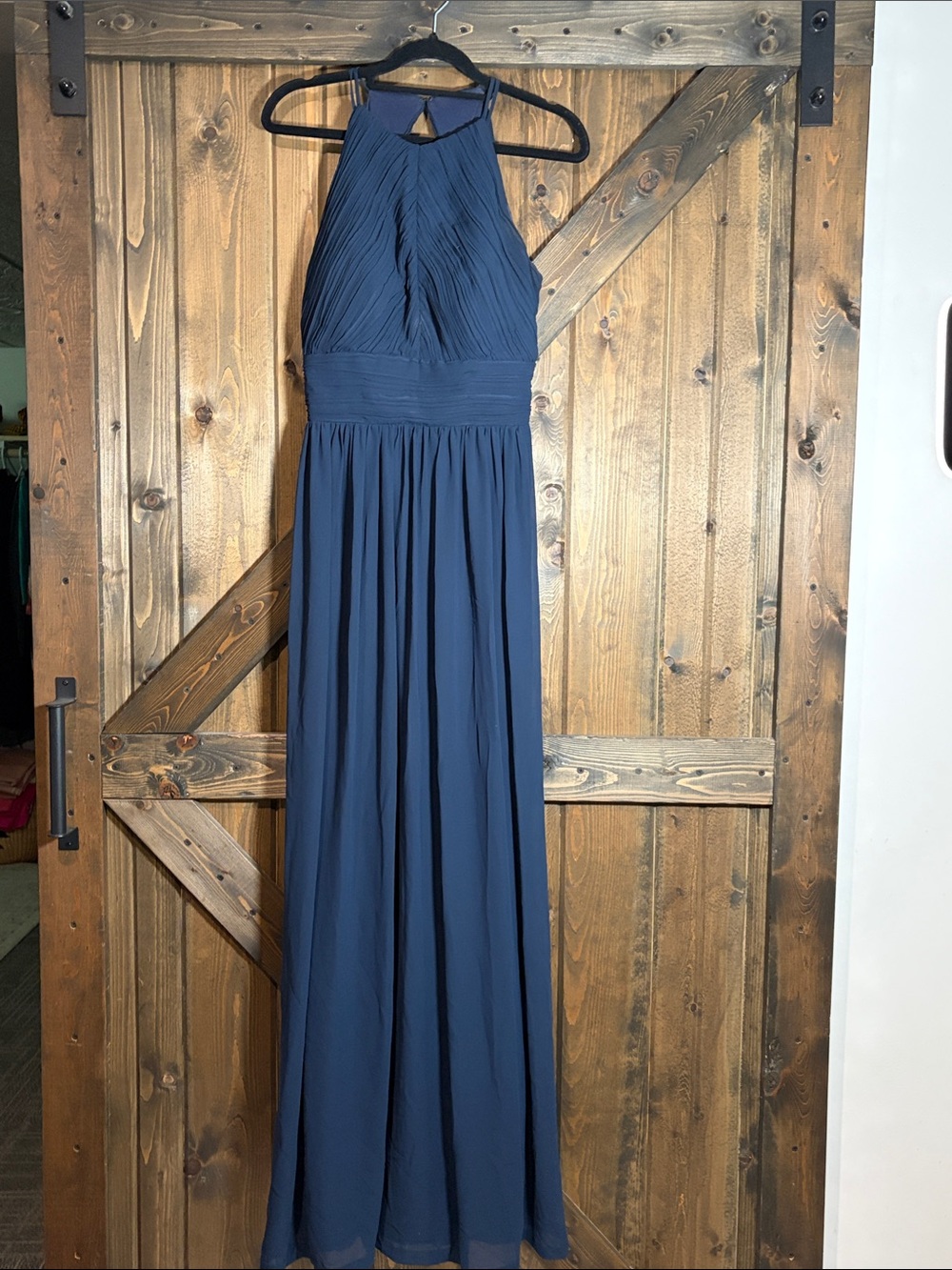Halter Chiffon Maxi Dress in Navy